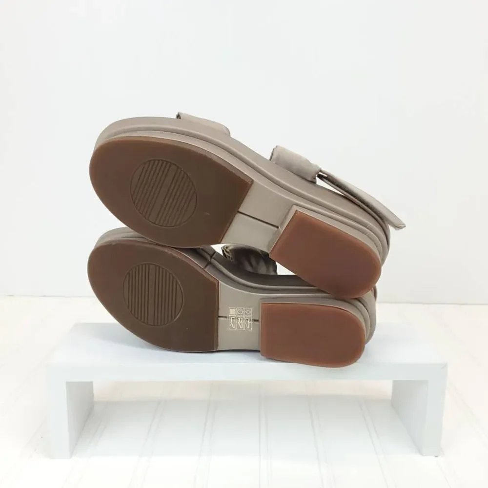 Chie Mihara Platform Sandals Satin Fabric in Sand Color